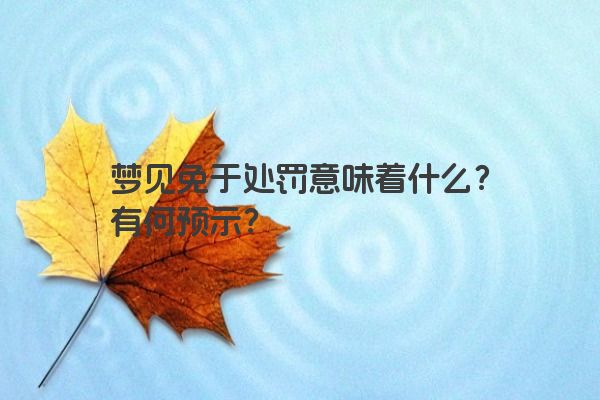 梦见免于处罚意味着什么？有何预示？