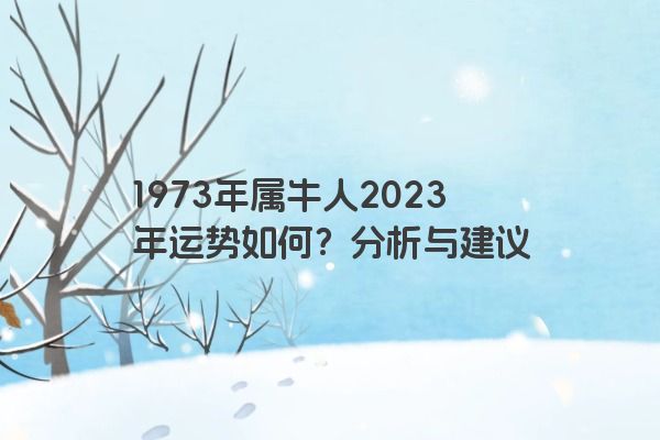 1973年属牛人2023年运势如何？分析与建议