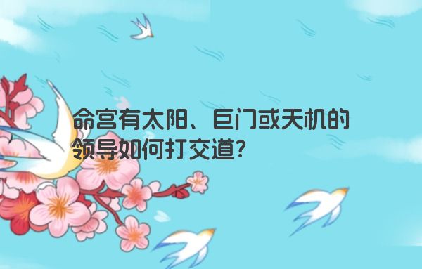 命宫有太阳、巨门或天机的领导如何打交道？