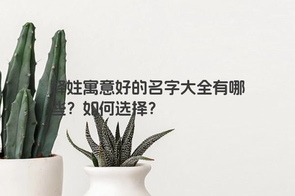 释姓寓意好的名字大全有哪些？如何选择？