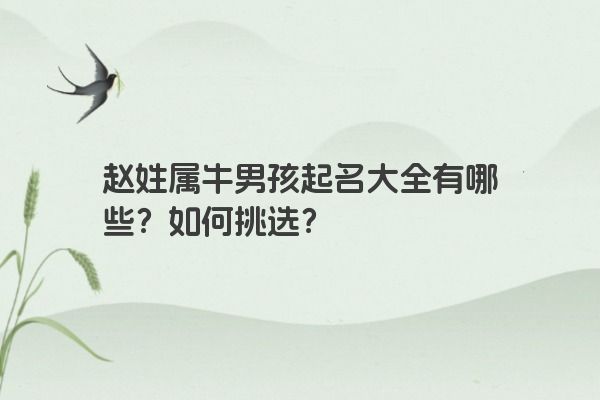 赵姓属牛男孩起名大全有哪些？如何挑选？