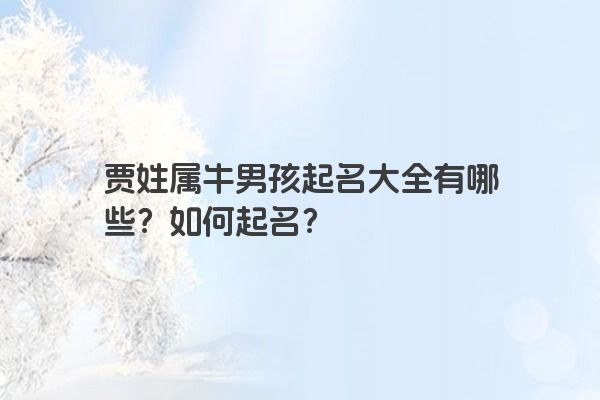 贾姓属牛男孩起名大全有哪些？如何起名？