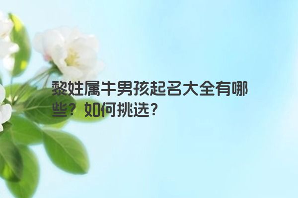 黎姓属牛男孩起名大全有哪些？如何挑选？
