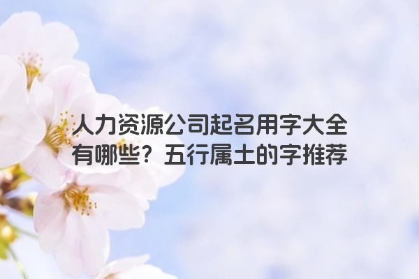 人力资源公司起名用字大全有哪些？五行属土的字推荐