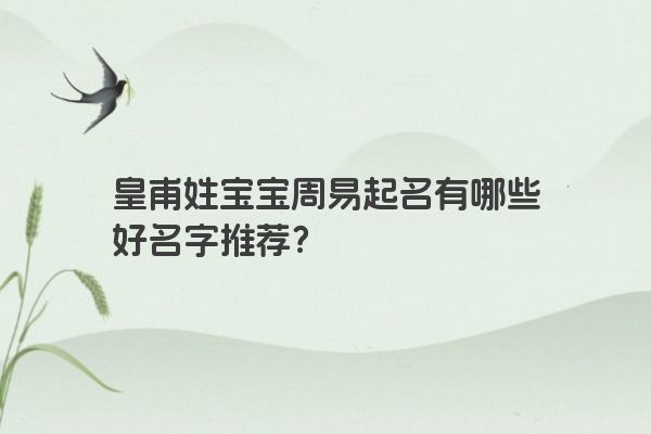 皇甫姓宝宝周易起名有哪些好名字推荐？