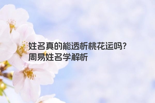 姓名真的能透析桃花运吗？周易姓名学解析