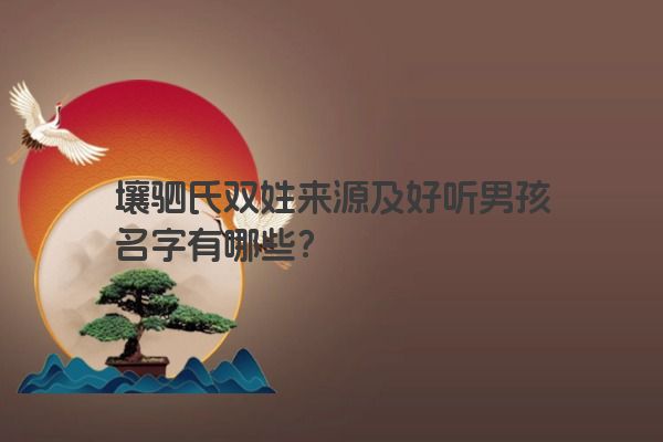 壤驷氏双姓来源及好听男孩名字有哪些？