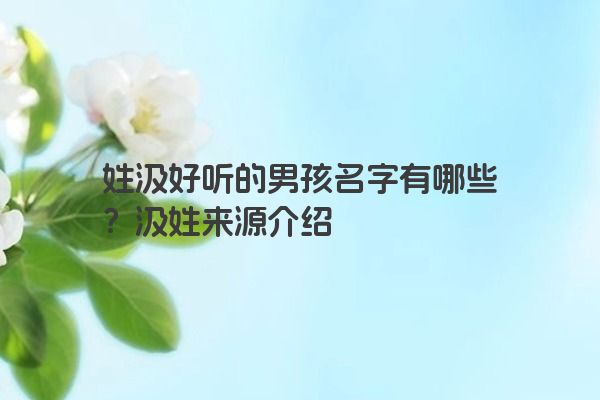 姓汲好听的男孩名字有哪些？汲姓来源介绍