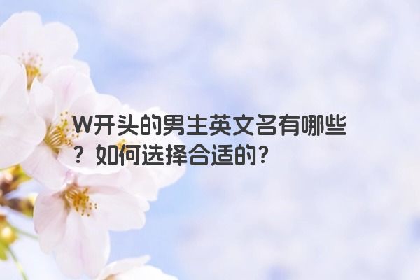 W开头的男生英文名有哪些？如何选择合适的？