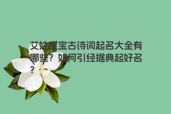 艾姓宝宝古诗词起名大全有哪些？如何引经据典起好名？