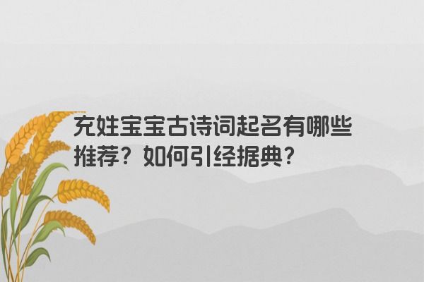 充姓宝宝古诗词起名有哪些推荐？如何引经据典？