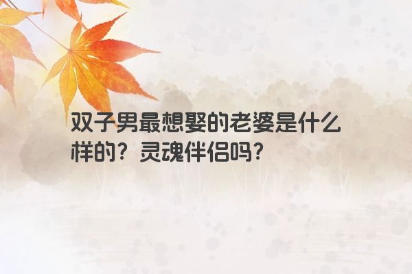 双子男最想娶的老婆是什么样的？灵魂伴侣吗？