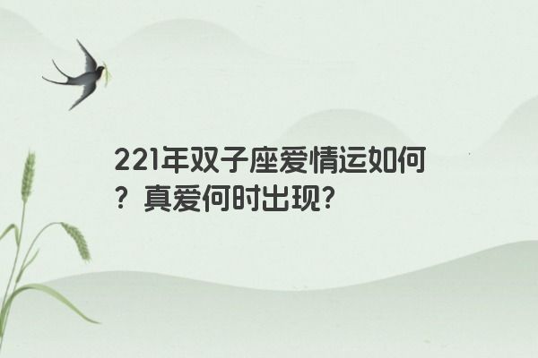 221年双子座爱情运如何？真爱何时出现？