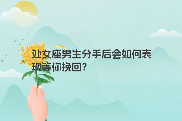 处女座男生分手后会如何表现等你挽回？