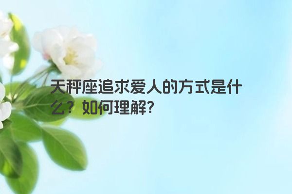 天秤座追求爱人的方式是什么？如何理解？