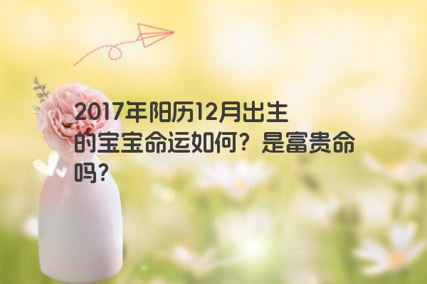 2017年阳历12月出生的宝宝命运如何？是富贵命吗？