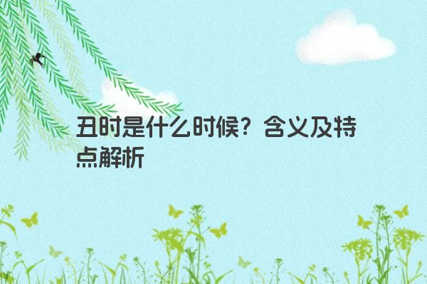 丑时是什么时候？含义及特点解析