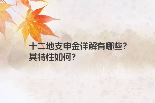 十二地支申金详解有哪些？其特性如何？