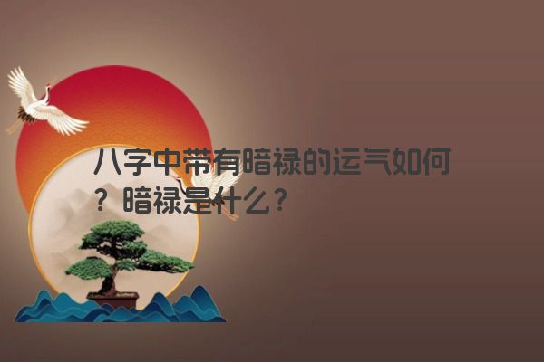 八字中带有暗禄的运气如何？暗禄是什么？
