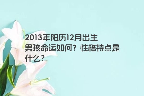 2013年阳历12月出生男孩命运如何？性格特点是什么？