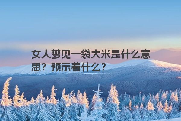 女人梦见一袋大米是什么意思？预示着什么？