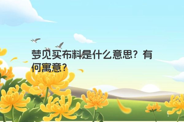 梦见买布料是什么意思？有何寓意？