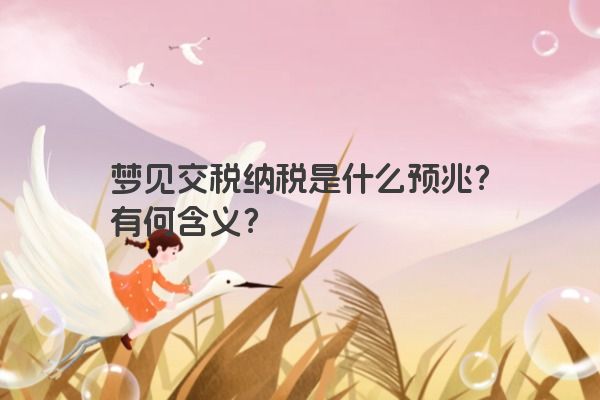 梦见交税纳税是什么预兆？有何含义？