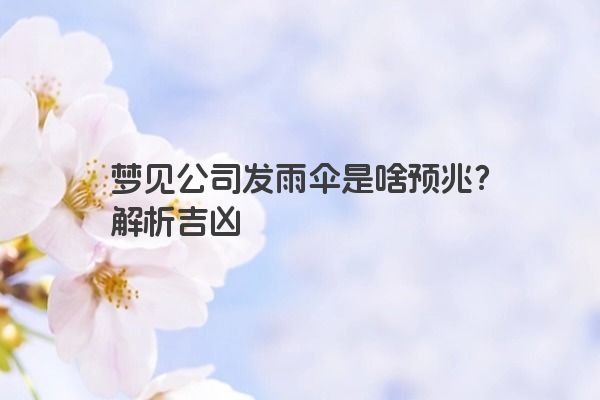 梦见公司发雨伞是啥预兆？解析吉凶