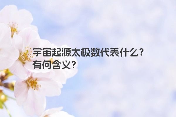 宇宙起源太极数代表什么？有何含义？