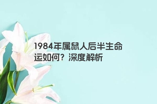 1984年属鼠人后半生命运如何？深度解析