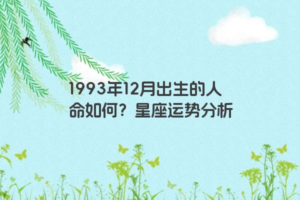 1993年12月出生的人命如何？星座运势分析