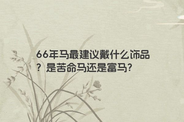 66年马最建议戴什么饰品？是苦命马还是富马？