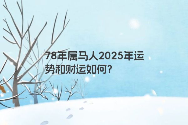 78年属马人2025年运势和财运如何？