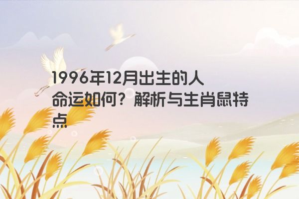 1996年12月出生的人命运如何？解析与生肖鼠特点