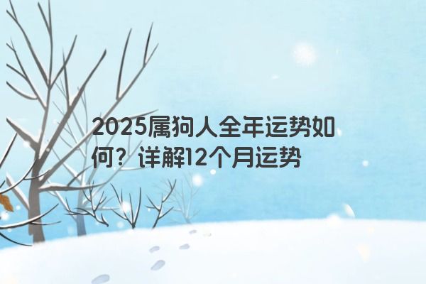 2025属狗人全年运势如何？详解12个月运势