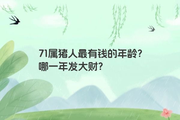 71属猪人最有钱的年龄？哪一年发大财？