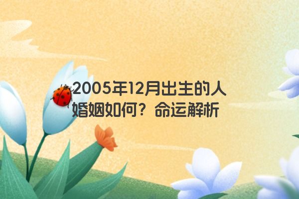 2005年12月出生的人婚姻怎么样？2019年的运势如何？