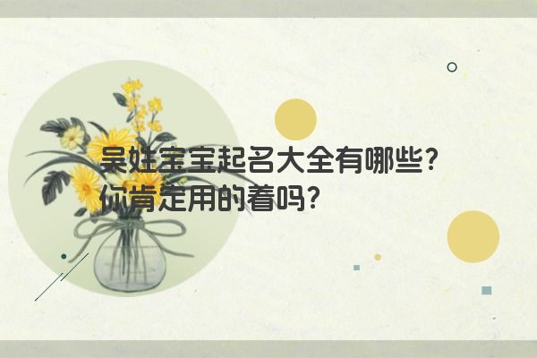 吴姓宝宝起名大全有哪些？你肯定用的着吗？