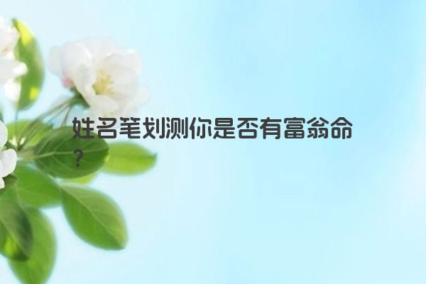 姓名笔划测你是否有富翁命？