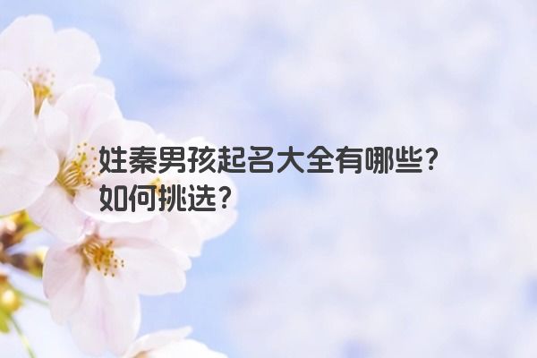 姓秦男孩起名大全有哪些？如何挑选？