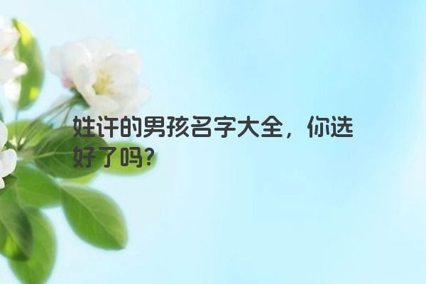 姓许的男孩名字大全，你选好了吗？