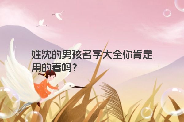 姓沈的男孩名字大全你肯定用的着吗？