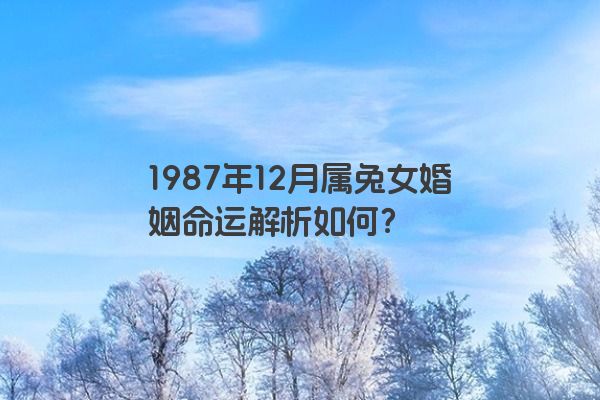 1987年12月属兔女婚姻命运解析如何？