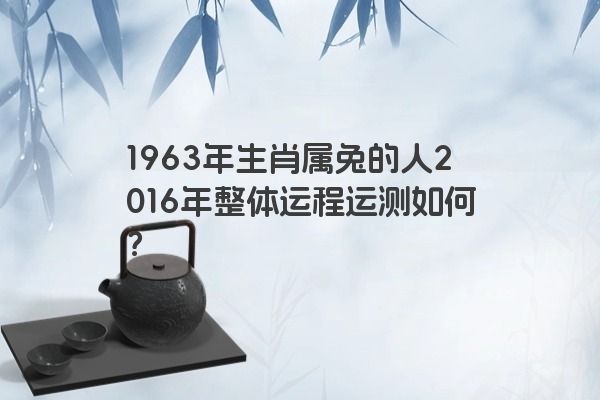 1963年生肖属兔的人2016年整体运程运测如何？