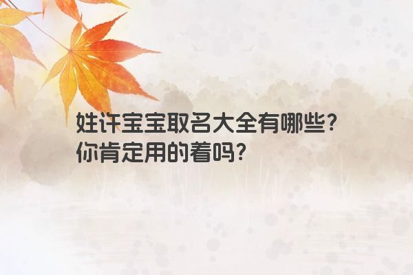 姓许宝宝取名大全有哪些？你肯定用的着吗？