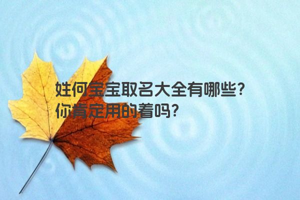 姓何宝宝取名大全有哪些？你肯定用的着吗？