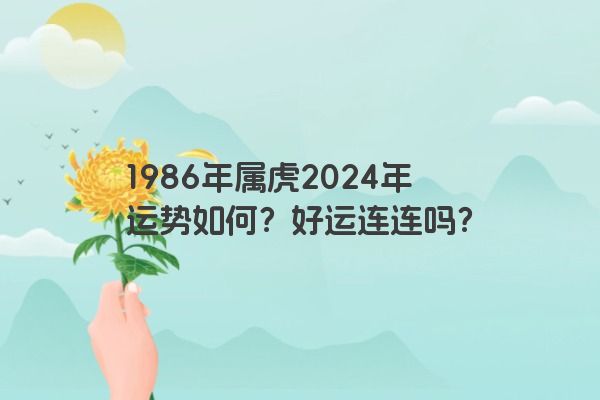 1986年属虎2024年运势如何？好运连连吗？