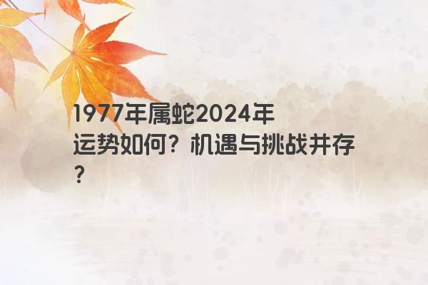 1977年属蛇2024年运势如何？机遇与挑战并存？