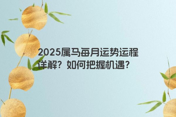 2025属马每月运势运程详解？如何把握机遇？