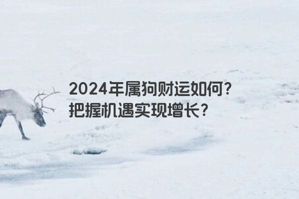 2024年属狗财运如何？把握机遇实现增长？
